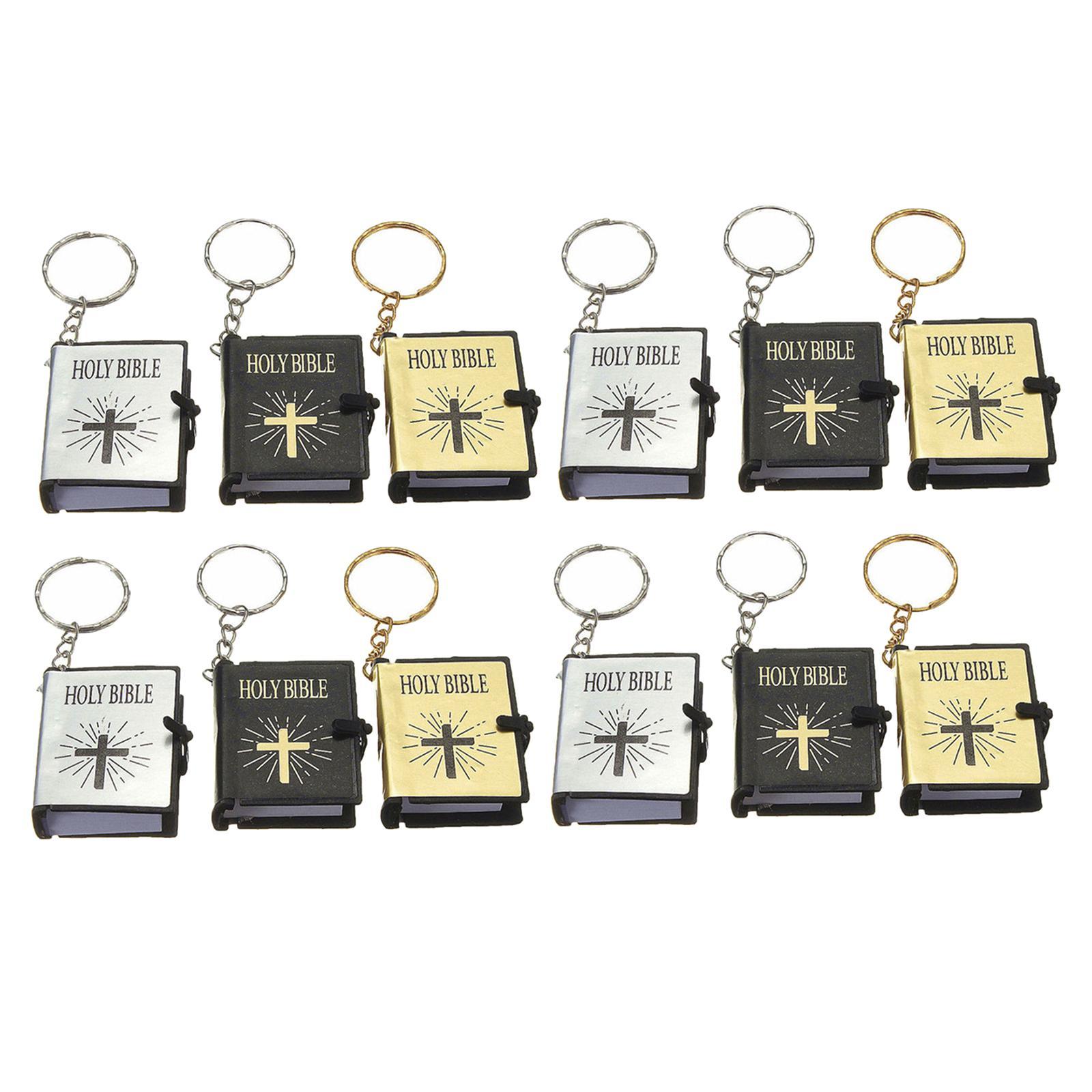 Cute Mini Book Keyring Religious Christian Bible Keychain Can Read