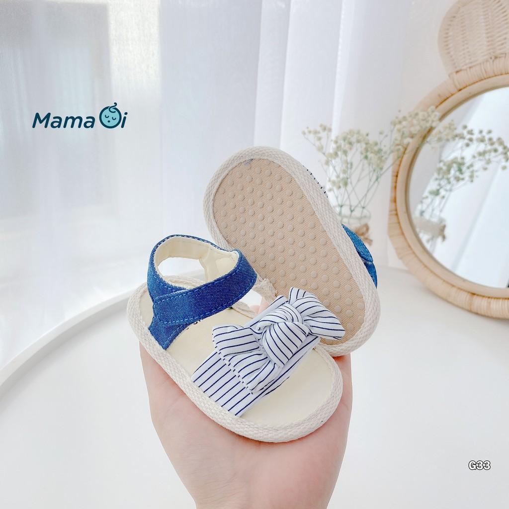 Giày sandal tập đi cho bé bằng da nơ xanh của Mama Ơi - Thời trang cho bé