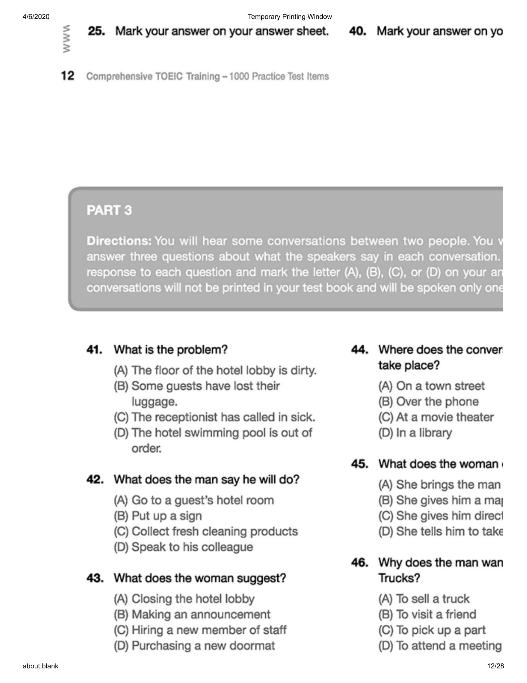 Comprehensive Toeic Training 1000 Practice Test Items (Vol 3) - Kèm CD