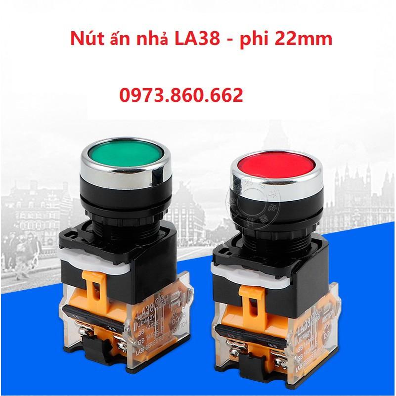 Nút ấn LA38 Phi 22 - nút ấn nhả xanh đỏ phi 22mm