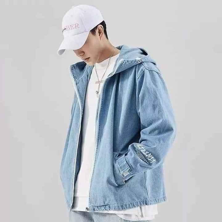 ÁO KHOÁC JEAN IN CHỮ CÓ MŨ TRÙM - GV5161