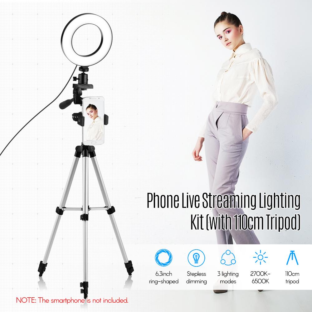 Đèn vòng USB phát trực tiếp trên điện thoại 6.3 inch / 16cm 2700K ~ 6500K có thể thay đổi hai màu