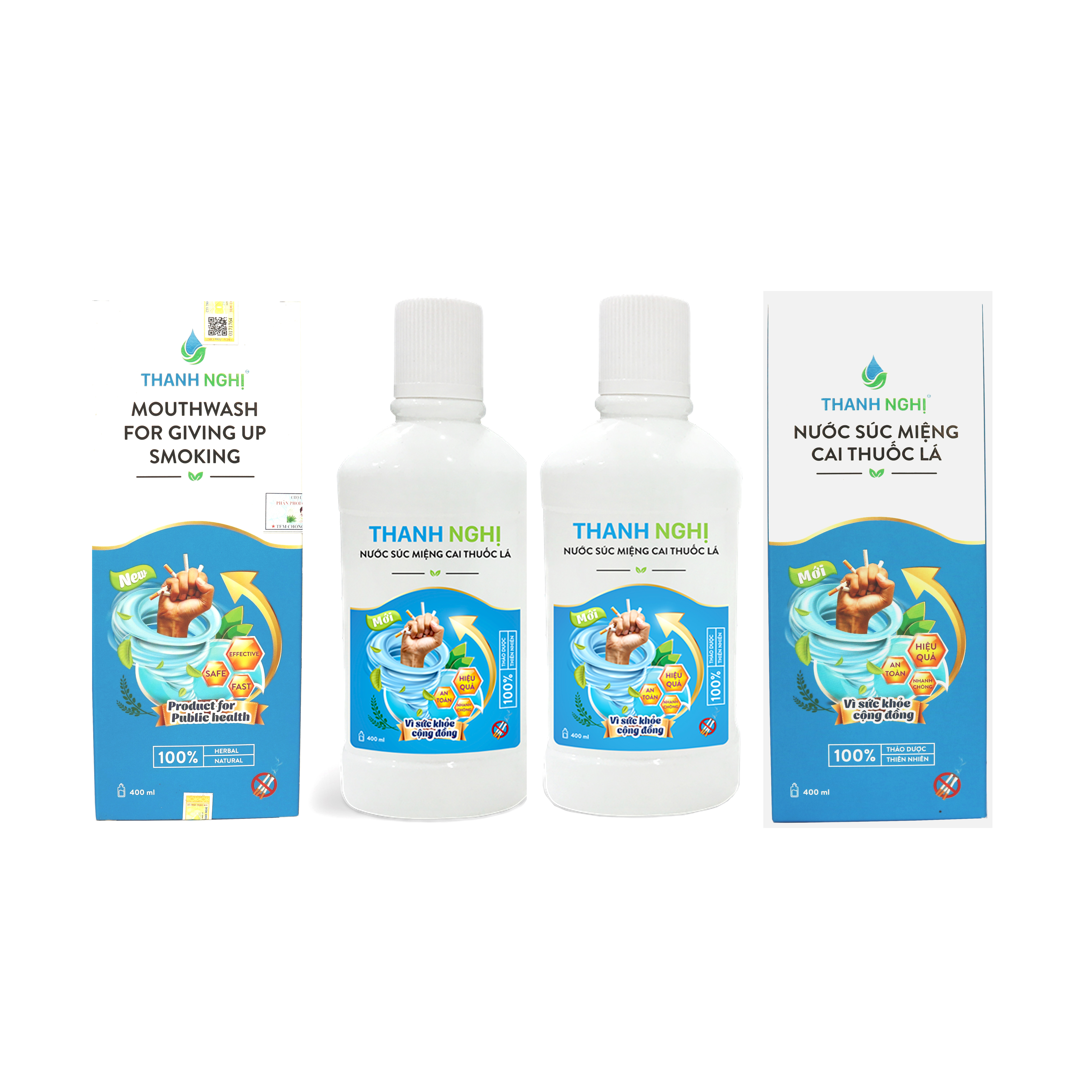 Combo 02 Hộp Nước Súc Miệng Cai Thuốc Lá, Thuốc Lào Thanh Nghị - Hỗ trợ cai thuốc lá hiệu quả 01 chai x 400ml