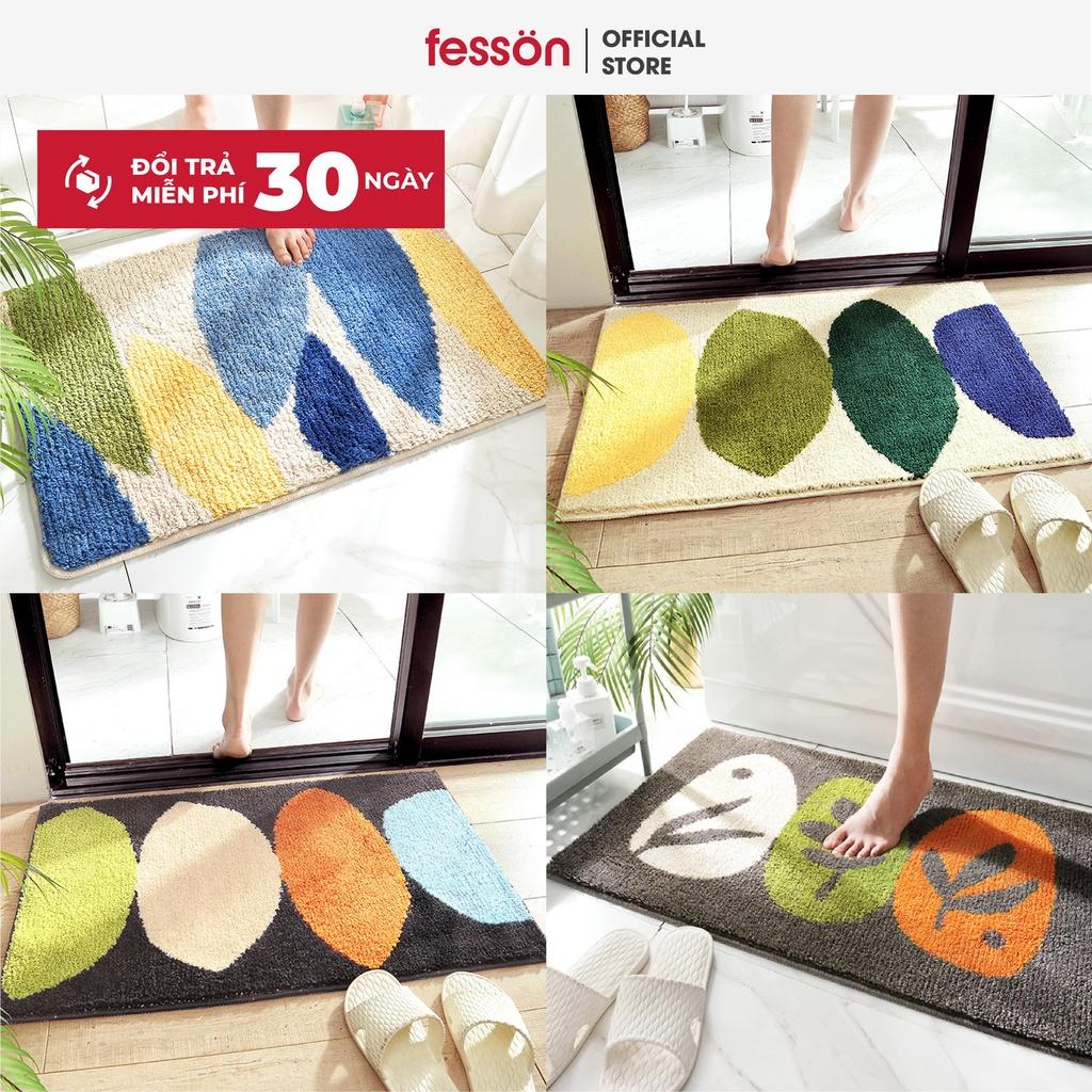 Thảm lau chân thấm nước 3D fesson, Thảm chùi chân chống trượt hoạ tiết lá cao cấp 45x65cm (chọn mẫu