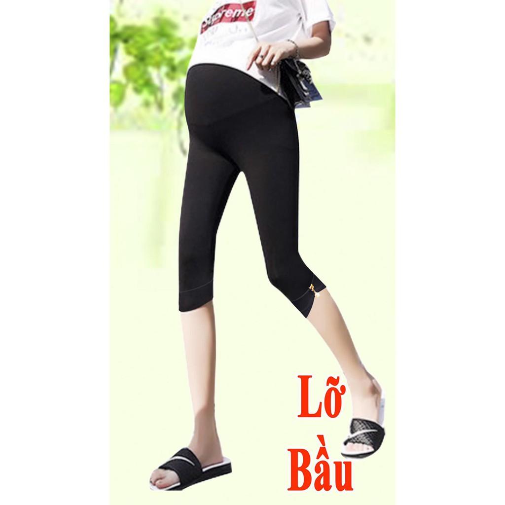 Quần Legging Lửng Dành Cho Bà Bầu Gấu Quần Phối Ren