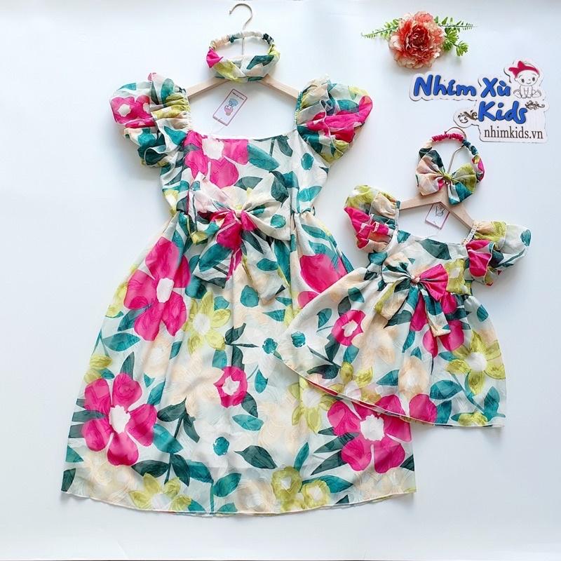 Váy Mẹ - Bé Gái 4 - 64kg Chất Tơ Lụa Ép Nổi CAO CẤP Mềm Mát