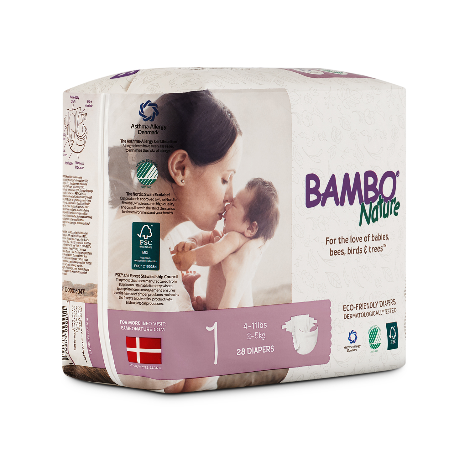 Tã Dán Em Bé Hữu Cơ Bambo Nature - gốc Đan Mạch - 2-5kg - NB28 - 28 miếng