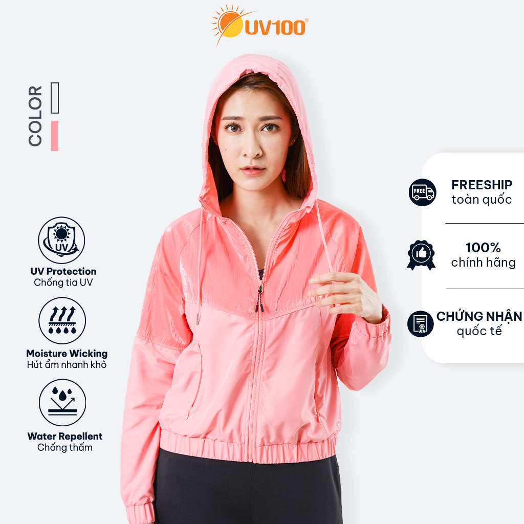 Áo khoác chống nắng nữ croptop chống UV UPF50+ thoáng mát UV100 AA20022