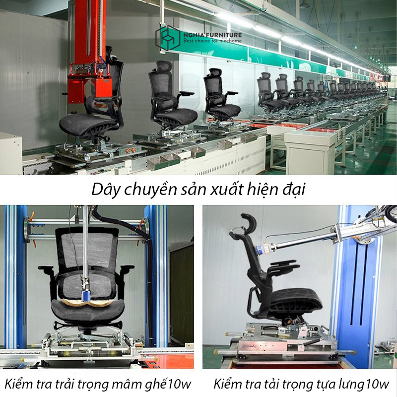 Ghế công thái học cho người BigSize, ghế xoay văn phòng có kê chân Nghia Furniture Ergonomic E04T