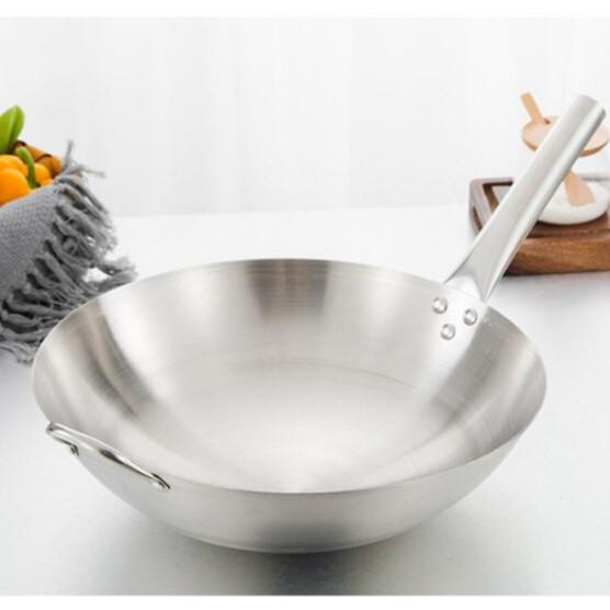 Chảo Thép Chống dính tay Cầm Inox Loại Màu Trắng Size 28cm ( dùng cho nhà hàng )