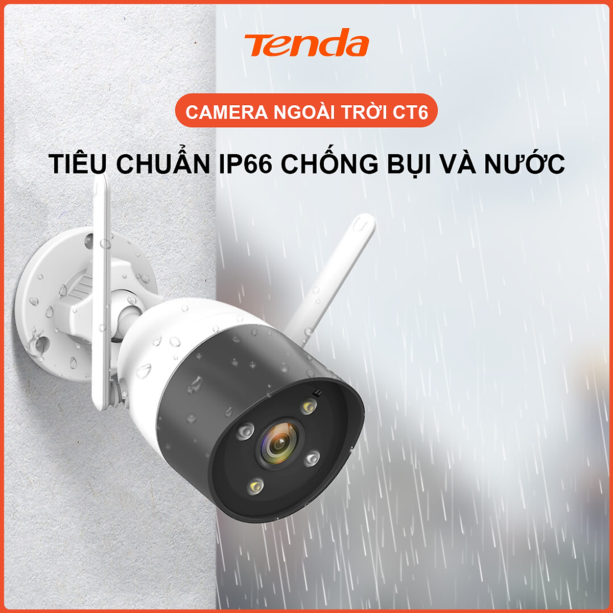 Camera Wifi Ngoài Trời Tenda CT6 Độ Phân Giải 2K Kèm thẻ Nhớ 32GB- Hàng Chính Hãng