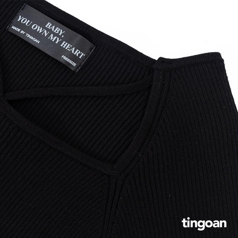 Áo len crop ngắn tay chéo dây đen tingoan MISSIN' U TOP/BL