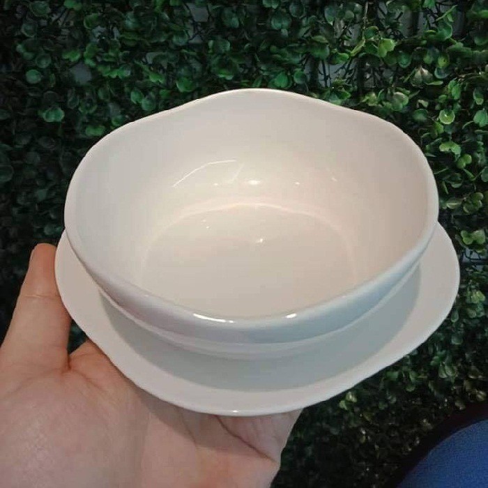 Bộ bát con kèm đĩa sứ hoa mai