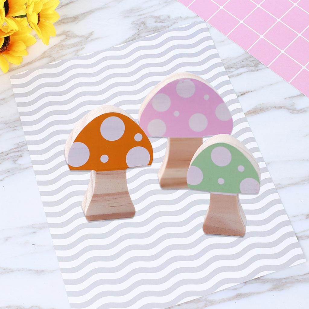 Mushroom Building Blocks Ornaments Toy Room Decor Wooden for Photo Props Pink