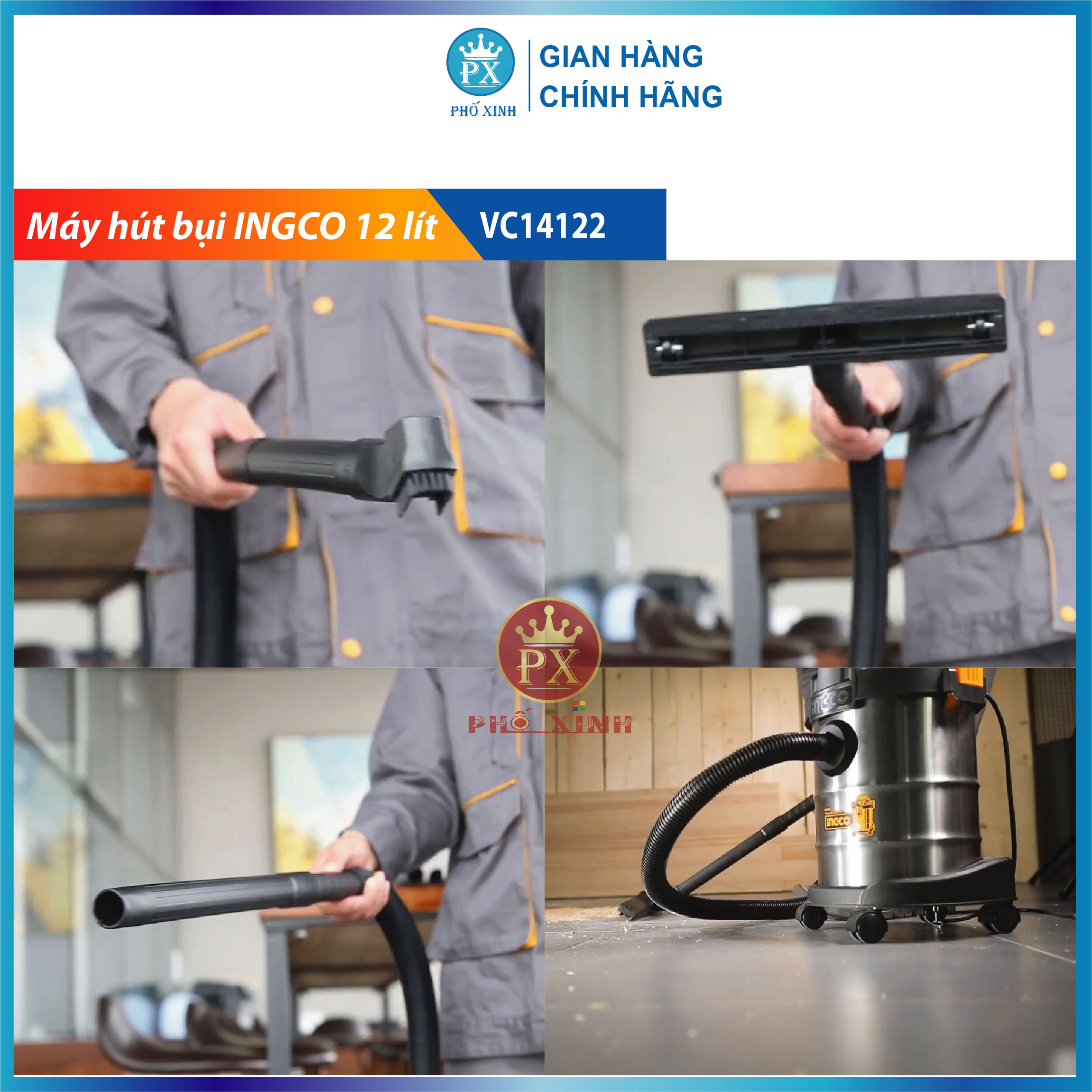 Máy hút bụi INGCO VC14122 HÀNG CHÍNH HÃNG