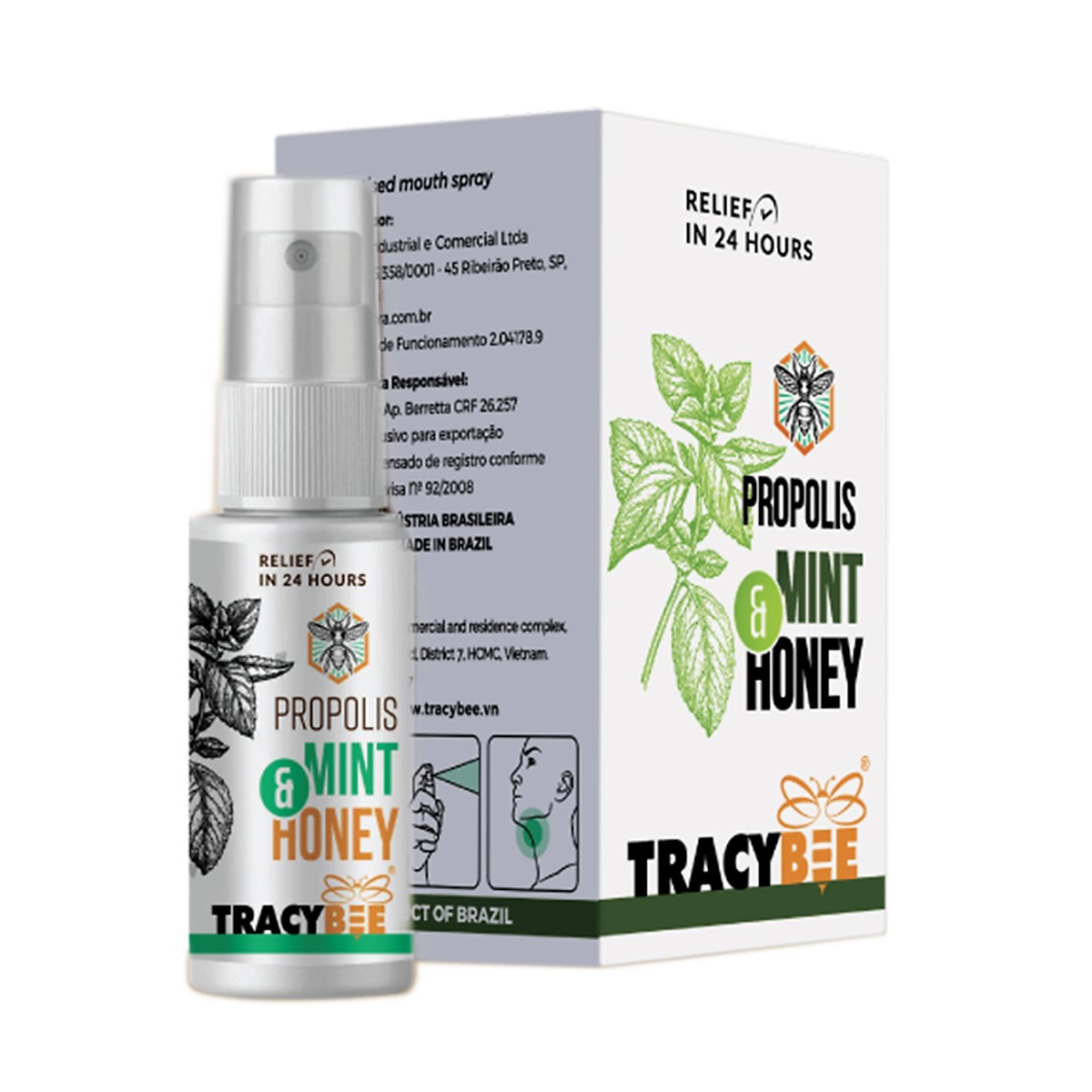 TracyBee - Keo ong BRAZIL dạng xịt 30ml hỗ trợ ngăn ngừa ho, viêm họng