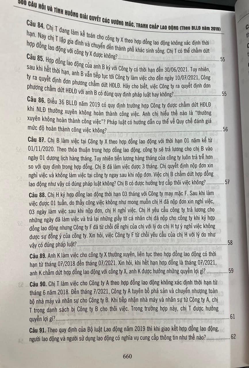 500 Câu hỏi và tình huống giải quyết các vướng mắc tranh chấp lao động