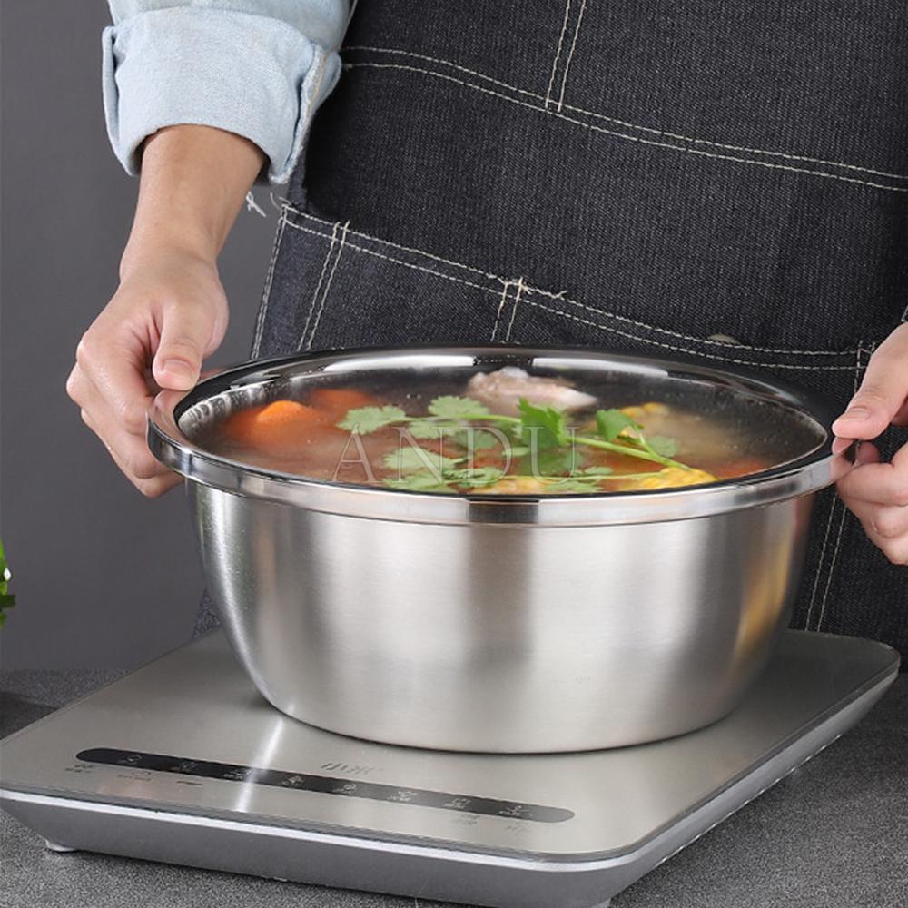 Bộ Thau Rổ Inox Nhà Bếp 5 Món Bằng Inox Đủ Size Từ 18 - 26Cm Tiện Dụng, Dày Dặn