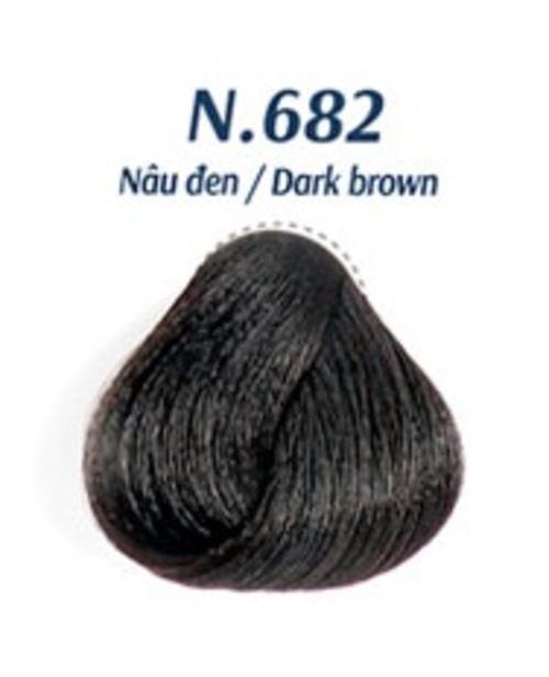 Nhuộm Phủ Bạc Cao Cấp Siêu Dưỡng,Tự Nhiên - Lavox 40 ML - N.682-Dark Brown-Nâu Đen