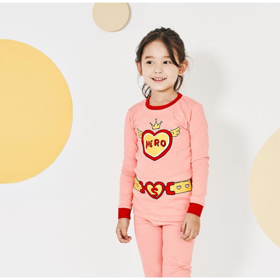 Bộ đồ bé gái Hàn Quốc uniFriend dài tay _ pink hero