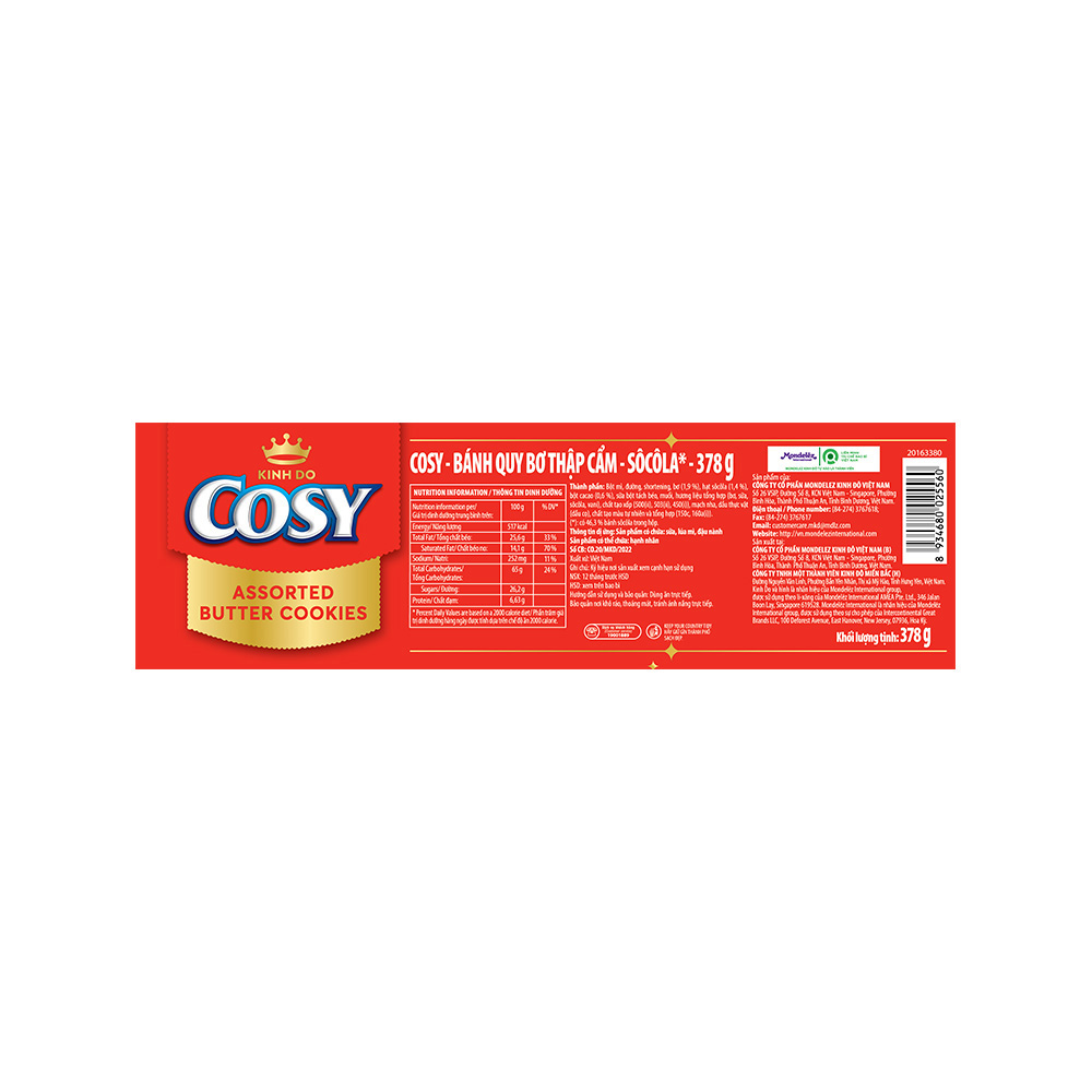 Cosy Tết - Bánh Quy Thập Cẩm SôCôLa - Hộp Thiếc 378g