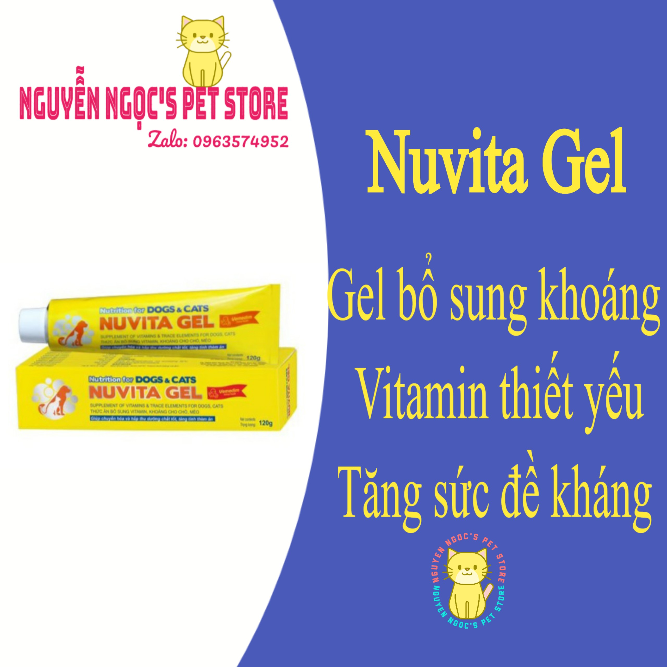 Nuvita Gel Vemedim - Gel dinh dưỡng cung cấp vitamin, khoáng cải thiện sức khỏe cho chó mèo tuýp 120gr