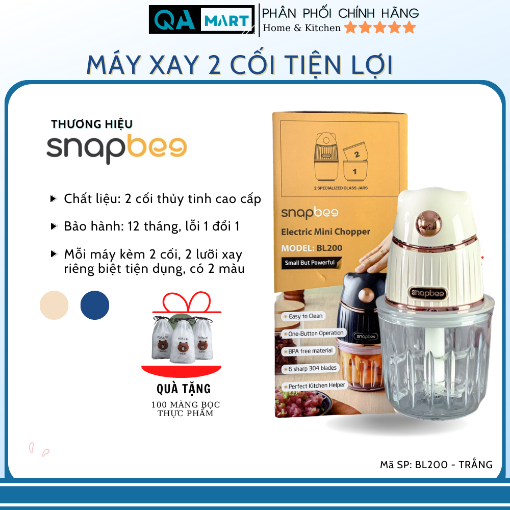 Máy xay thịt đa năng Snapbee BL200 - 2 cối tiện dụng -Hàng chính hãng
