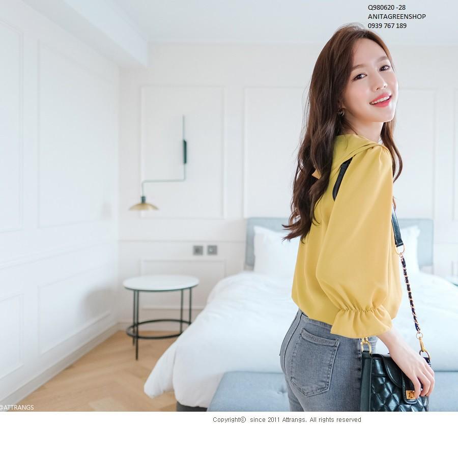 Q980620 ÁO SƠ MI NỮ CỔ SEN