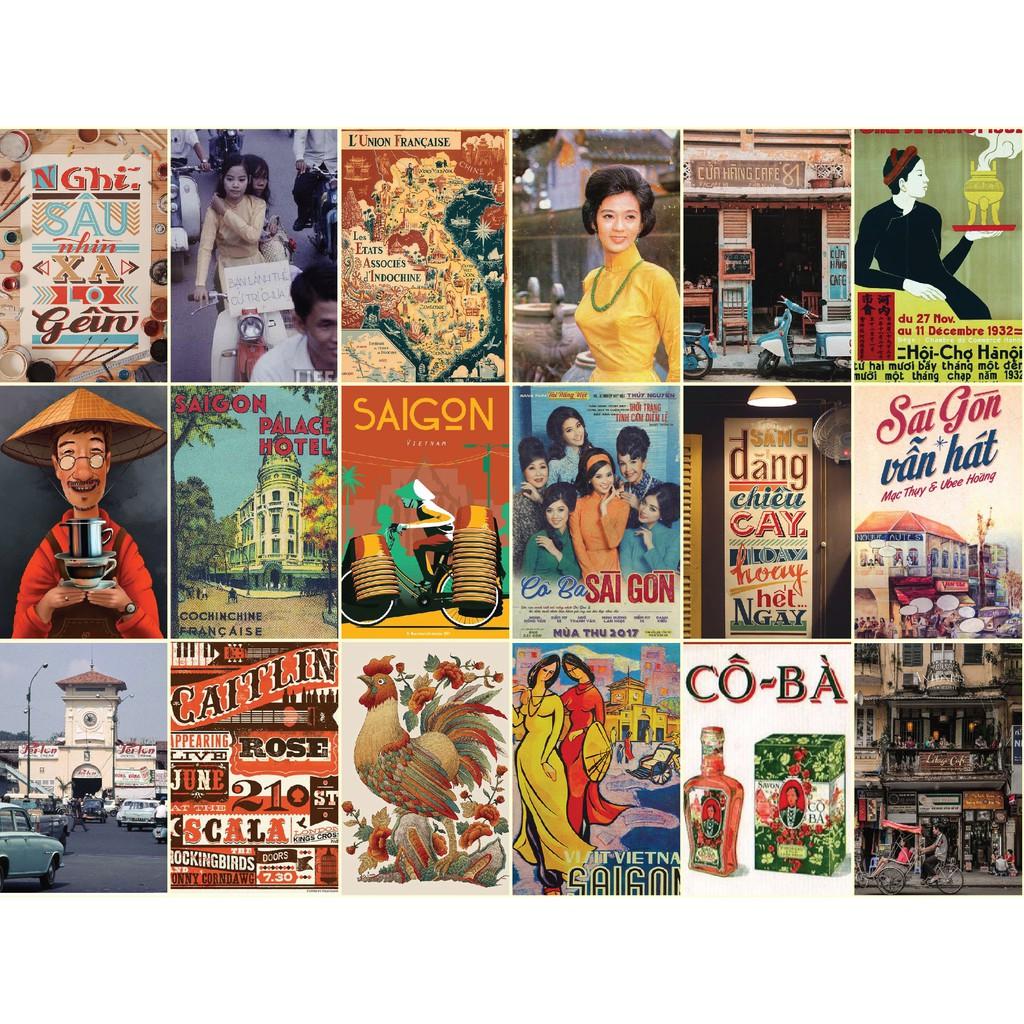 Decal poster vintage nguyên tấm POP.ART SAIGON hiện đại trí nội thất quầy bar, tiệm trà chanh