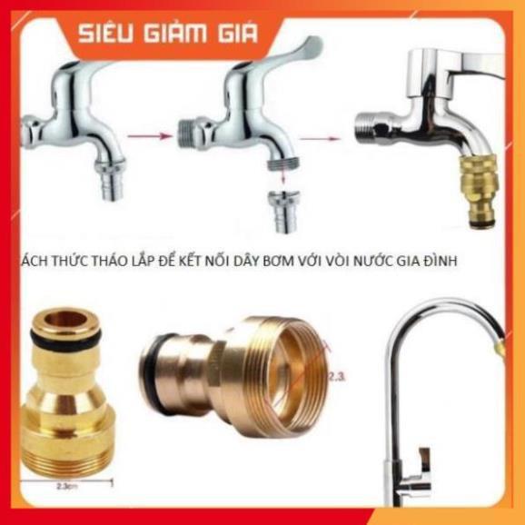 Bộ dây vòi xịt nước rửa xe, tưới cây . tăng áp 3 lần, loại 3m, 5m 206701-3 đầu đồng,cút nối nhựa vàng+ tặng đai