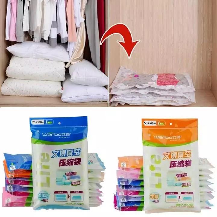 Bộ 8 Túi hút chân không đựng Chăn, màn, quần, áo TẶNG kèm bơm tay - Tiết kiệm tối đa tủ áo nhà bạn