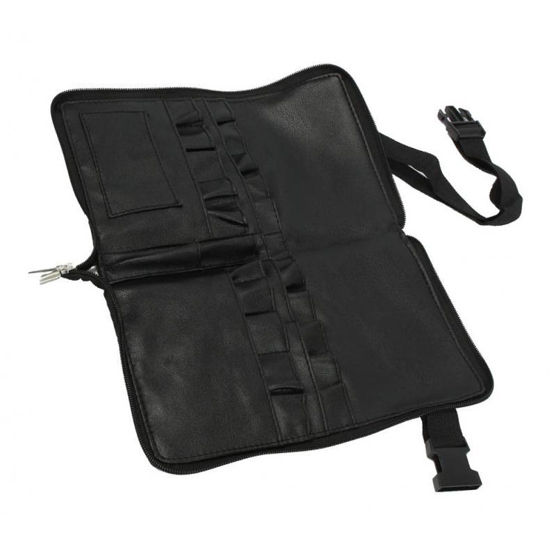 PU Leather Pencil Stationery Artist Case Makeup Cosmetic Brush Bag Belt Holder