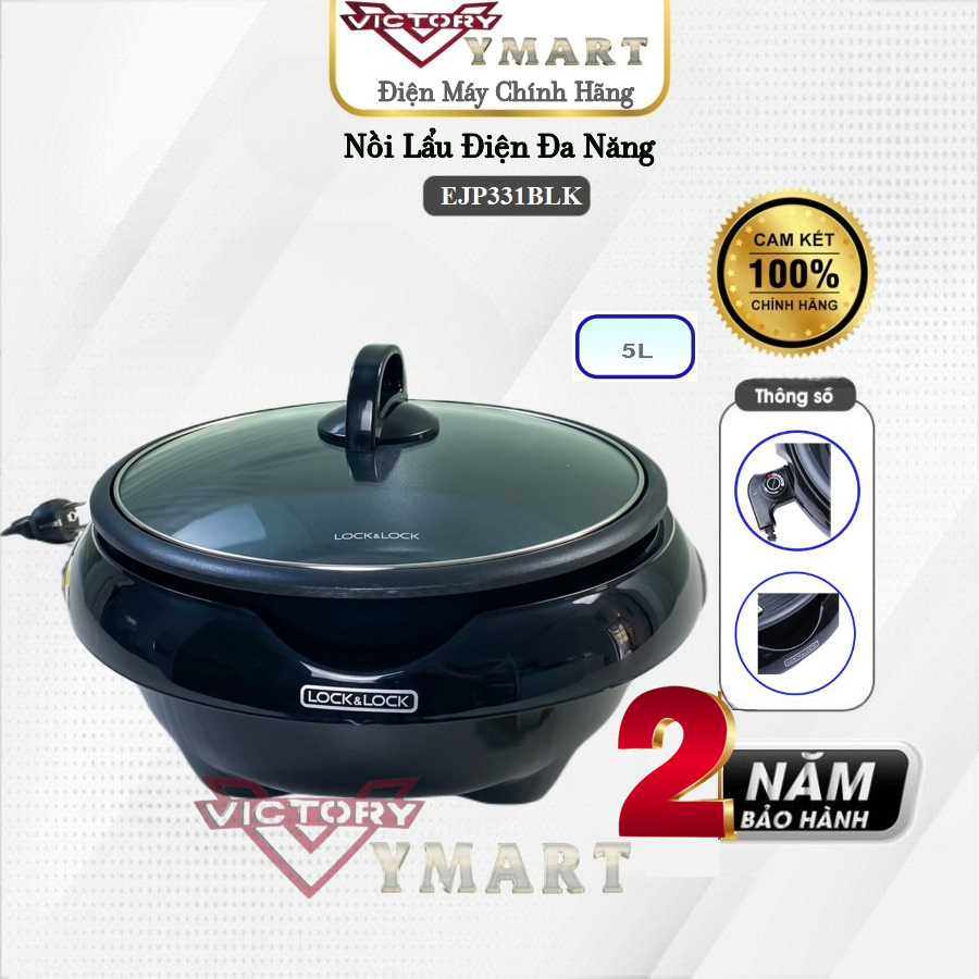 Nồi Lẩu Điện Lock&Amp;Lock Ejp331Blk 5 Lít - Hàng Chính Hãng