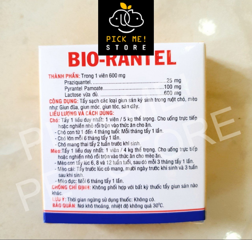 Xổ Giun cho Chó Mèo Bio Rantel