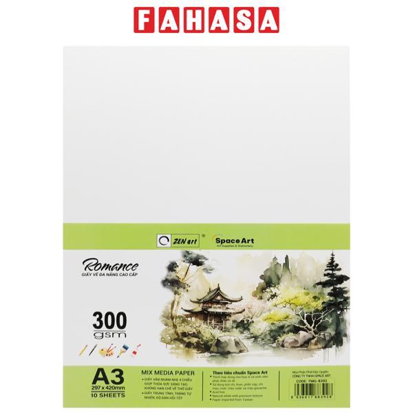 Giấy Vẽ Đa Năng Romance - A3 300gsm - Mix Media Paper - Zen Art TMG 8389 (10 Tờ)