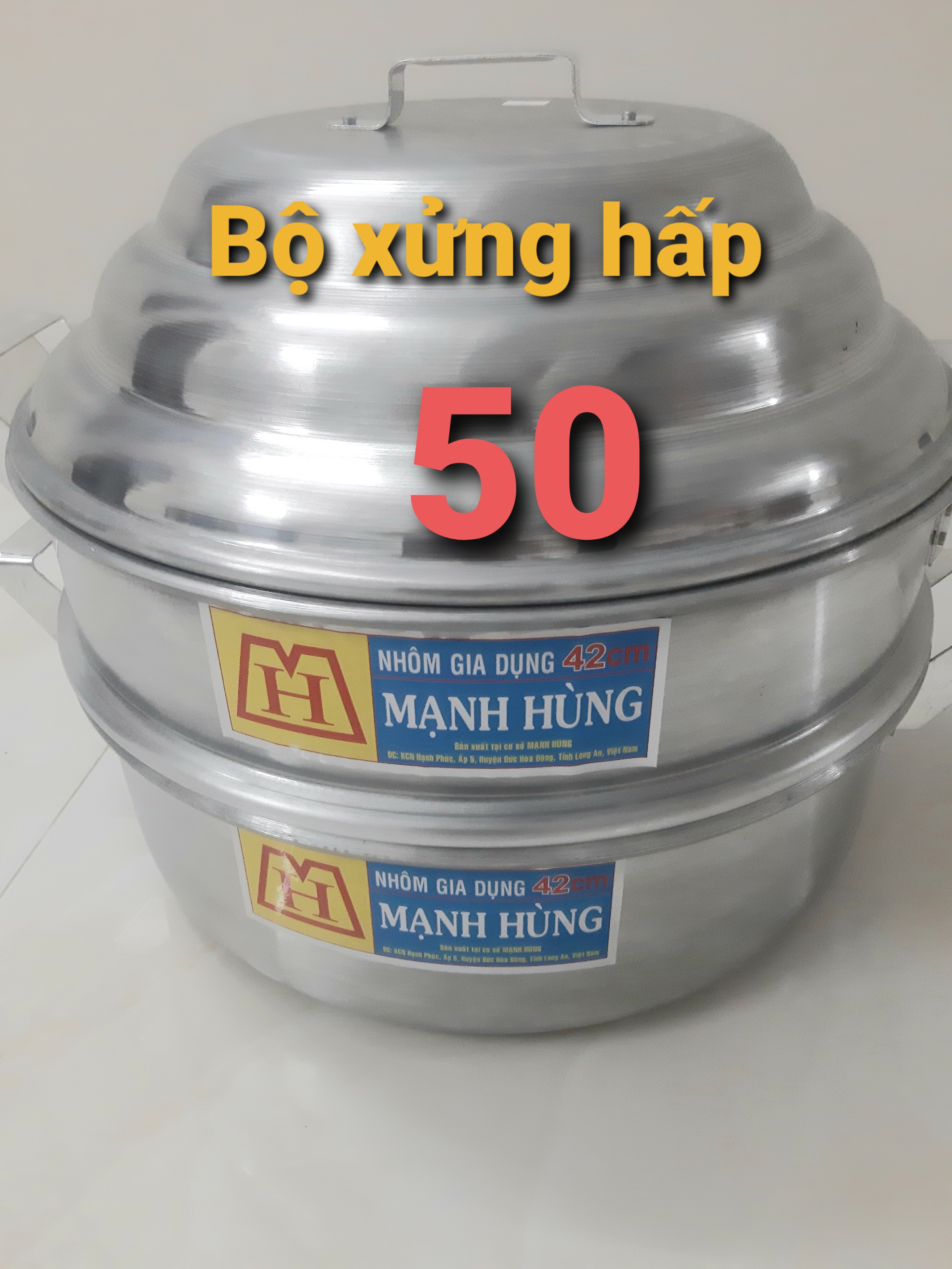 (Có Video SP)Bộ xửng hấp nhôm 2 tầng size 50, xửng hấp bánh,bộ xửng hấp bánh bao,rau,củ,quả