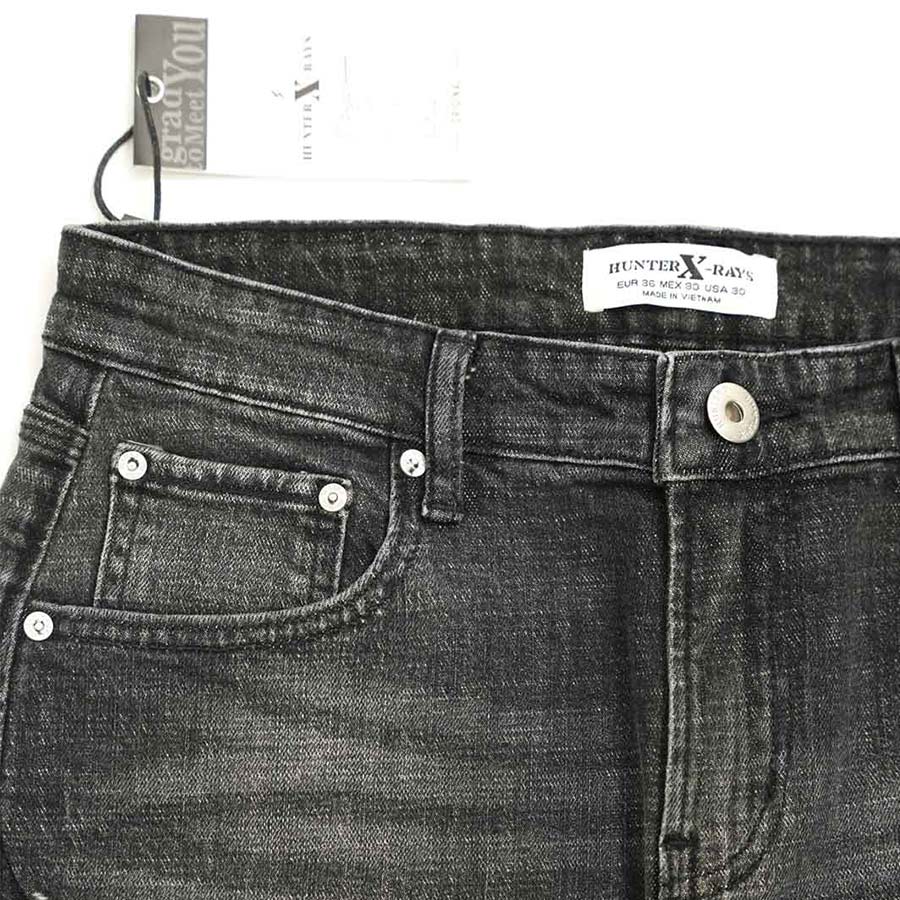 Quần Short Jeans Nam Rách Cao Cấp HUNTER X-RAYS  Form slimfit Thun Màu Xám Đậm S65
