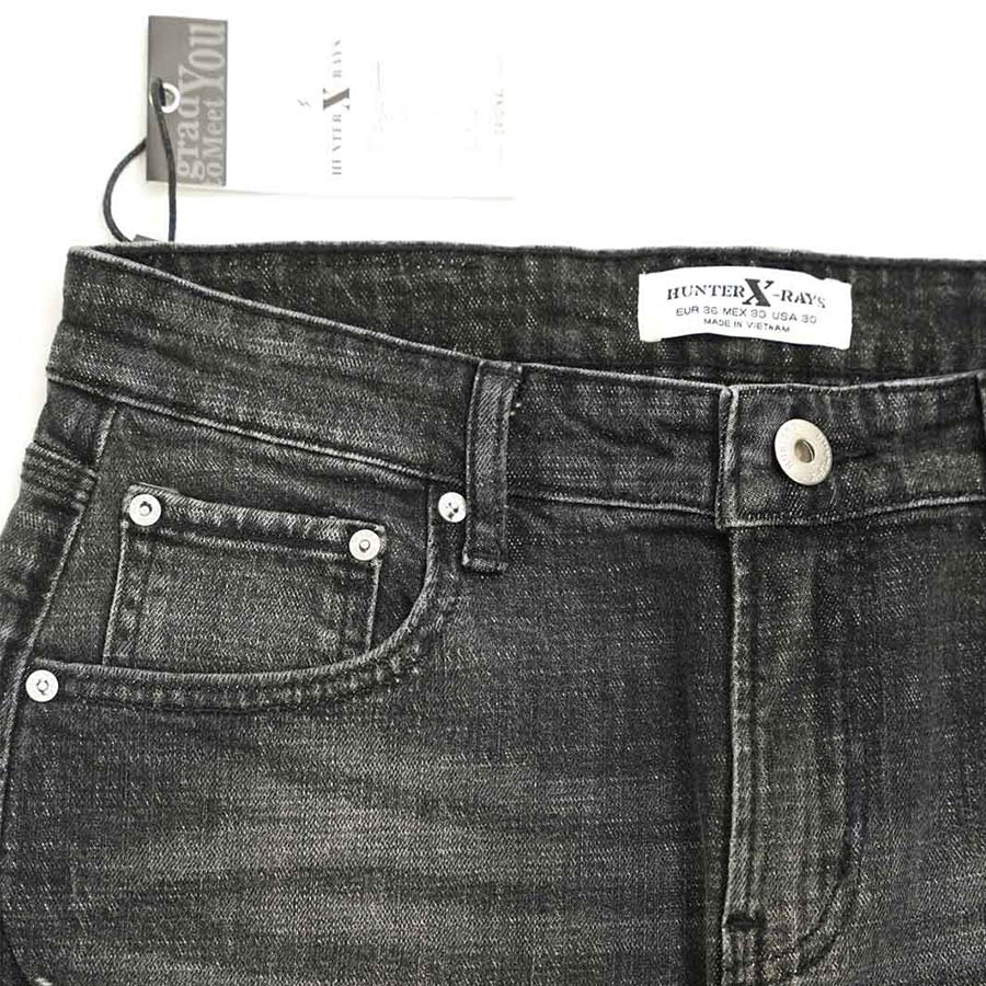 Quần Short Jeans Nam Rách Cao Cấp HUNTER X-RAYS Form slimfit Thun Màu Xám Đậm S65