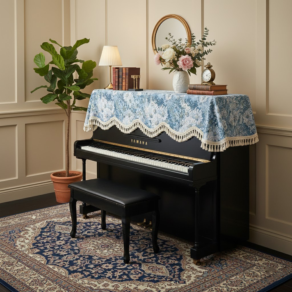 Khăn phủ đàn piano cơ đàn piano điện tử 88 phím sang trọng cổ điển giáng sinh noel năm mới Tết - Hàng chính hãng