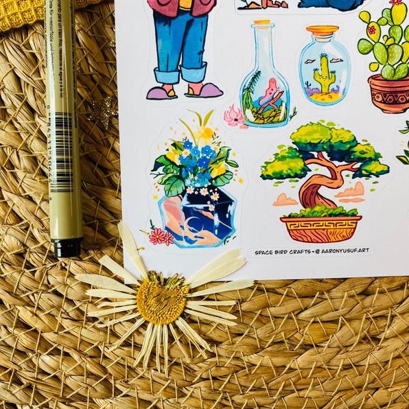 Sticker sheet plant mama - chuyên dán, trang trí sổ nhật kí, sổ tay | Bullet journal sticker - unim053