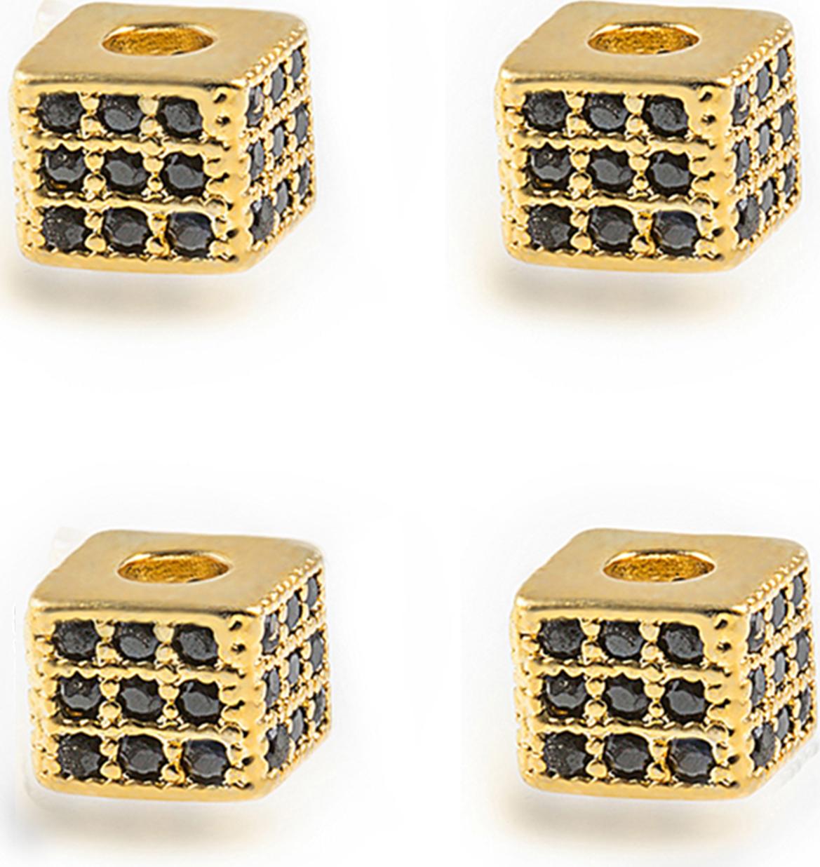Combo 4 cái charm hợp kim vuông đính đá xỏ ngang - Ngọc Quý Gemstones