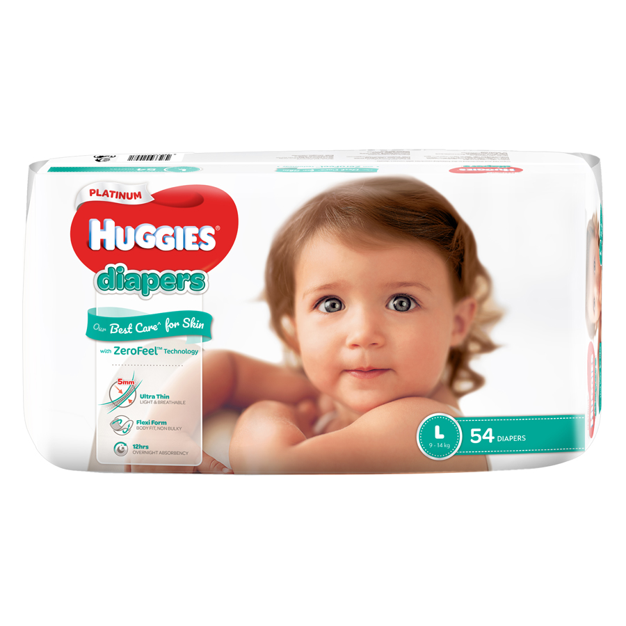 Tã-bỉm dán cao cấp Huggies Platinum L54 (9-14kg)