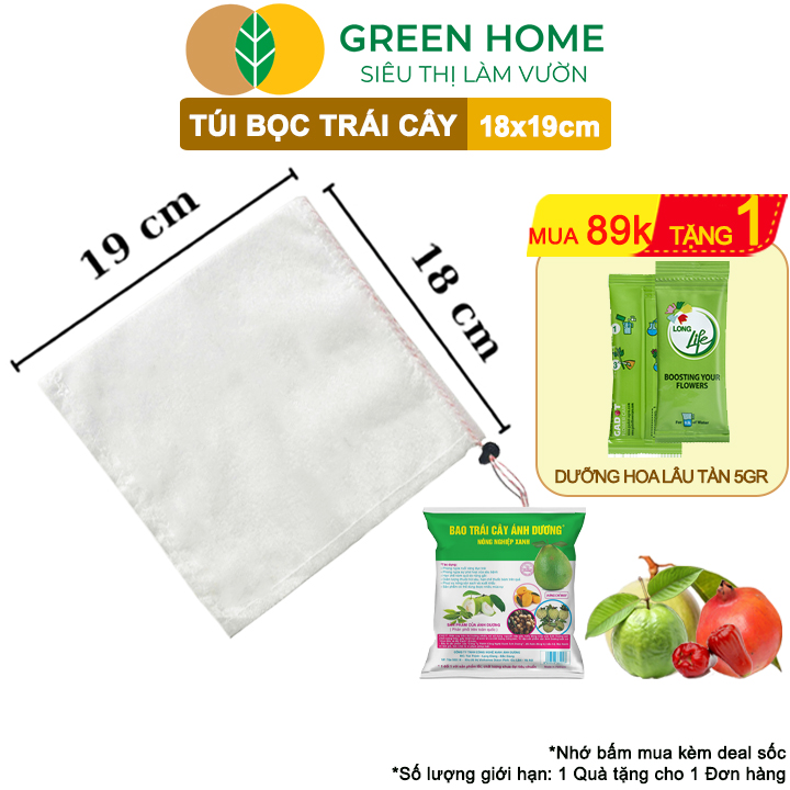 10 Túi Bọc Cam, Lê, Ổi GreenHome, 18x19cm, Có Nút Cài, Độ Bền 3-5 Năm, Nhiều Kích thước