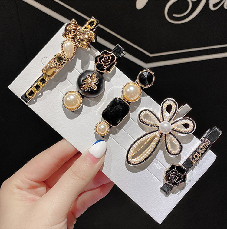 Set 6 Kẹp tóc mái đính đá lấp lánh, kẹp tóc Hàn Quốc ngọc trai nhân tạo điệu đà KT27