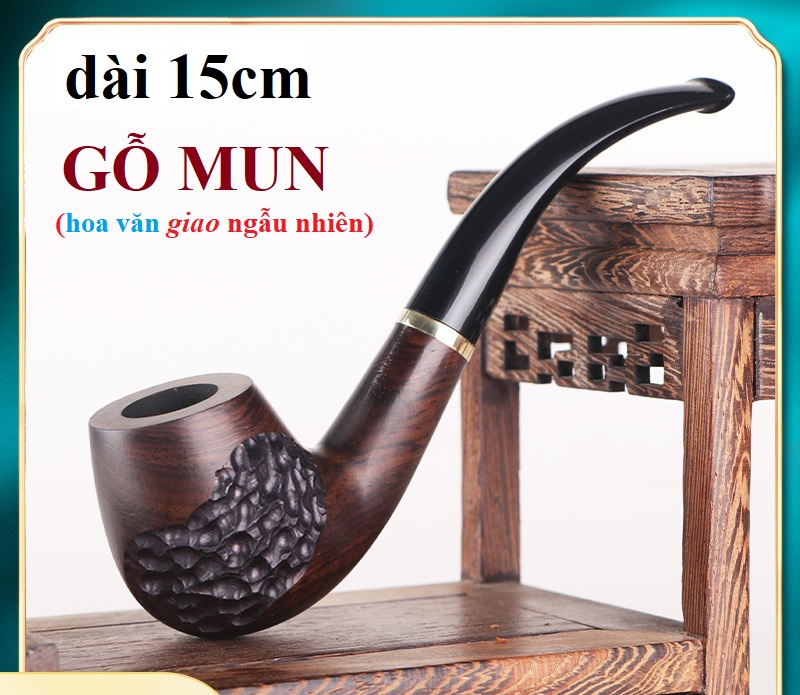 Tẩu thuốc gỗ mun cao cấp - họa văn giao ngẫu nhiên