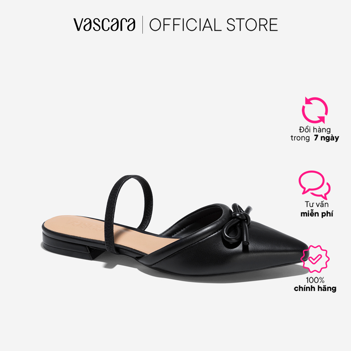 Vascara Giày Mule Nhấn Nơ Trang Trí - BMN 0620