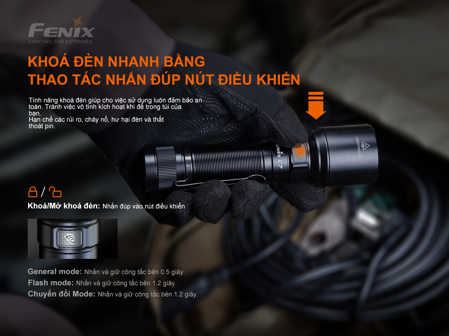 Đèn pin cầm tay FENIX C7, siêu sáng
