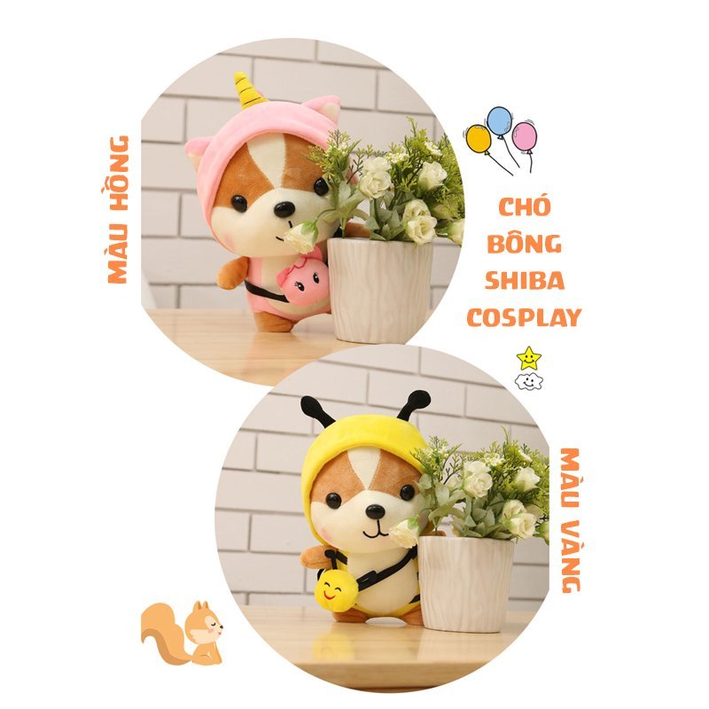 Gấu bông chó Shiba cosplay 25cm cao cấp - Đồ chơi thú nhồi bông chó Shiba cosplay bông gòn mềm mịn, bền đẹp, dễ sử dụng và an toàn cho trẻ nhỏ