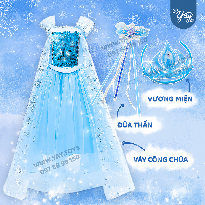 Đồ Hóa Trang Trẻ Em - Váy Nữ Hoàng Băng Giá Elsa - Frozen 1