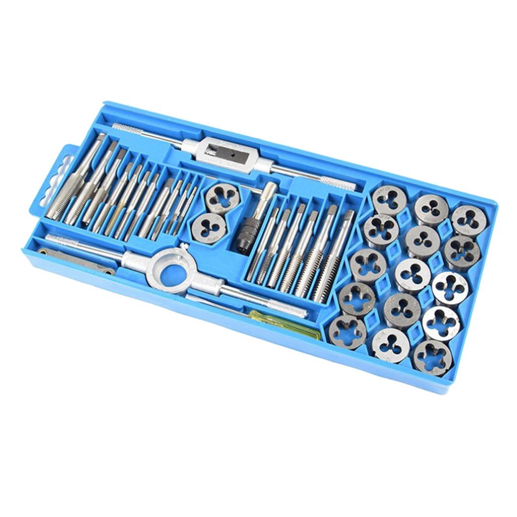 40 Piece Tap and Die Set Bearing Steel Sae and Metric Tools with Carry Case